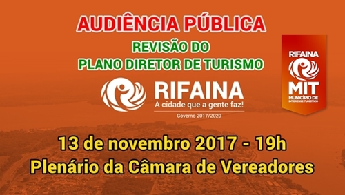 CIDADE REALIZA NESTA SEGUNDA, AUDIÊNCIA DE REVISÃO DO PLANO DE TURISMO